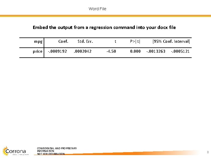 Word File Embed the output from a regression command into your docx file mpg Word File Embed the output from a regression command into your docx file mpg
