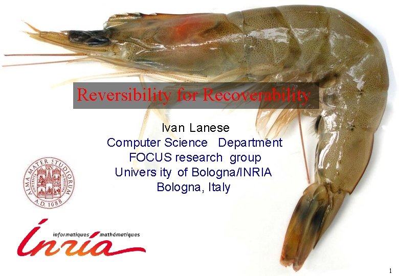 Reversibility for Recoverability Ivan Lanese Computer Science Department FOCUS research group Univers ity of