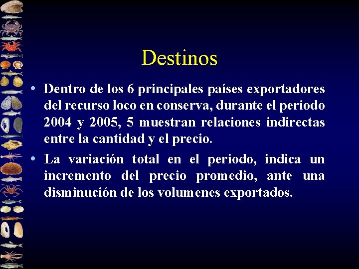 Destinos • Dentro de los 6 principales países exportadores del recurso loco en conserva,