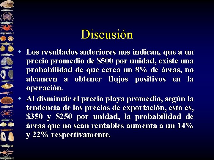 Discusión • Los resultados anteriores nos indican, que a un precio promedio de $500