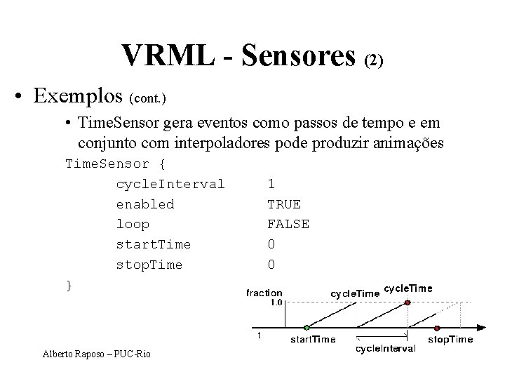 VRML - Sensores (2) • Exemplos (cont. ) • Time. Sensor gera eventos como