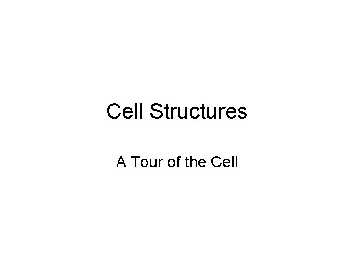 Cell Structures A Tour of the Cell 