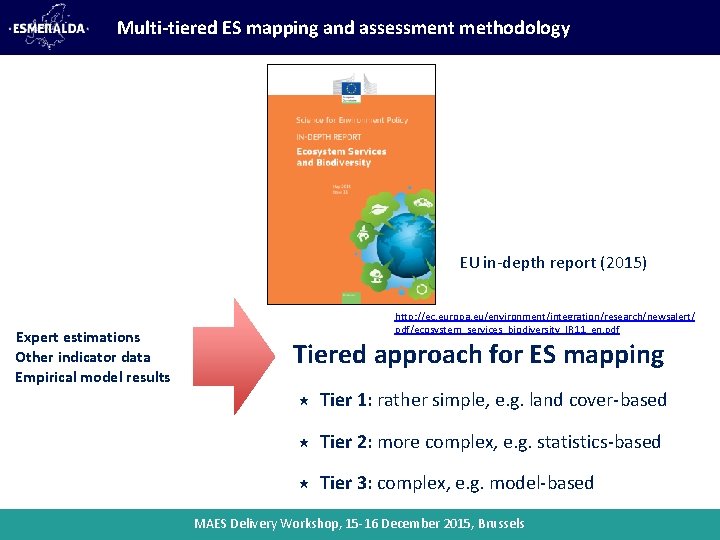 Multi-tiered ES mapping and assessment methodology EU in-depth report (2015) Expert estimations Other indicator