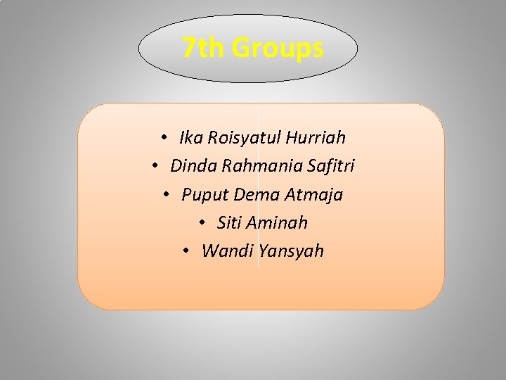 7 th Groups • Ika Roisyatul Hurriah • Dinda Rahmania Safitri • Puput Dema