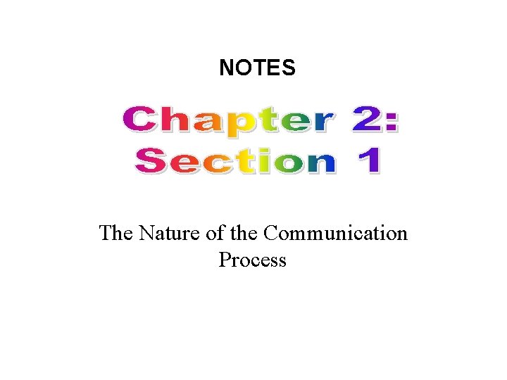 NOTES The Nature of the Communication Process 