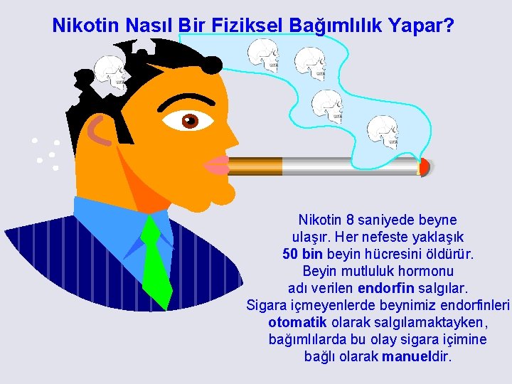 Nikotin Nasıl Bir Fiziksel Bağımlılık Yapar? Nikotin 8 saniyede beyne ulaşır. Her nefeste yaklaşık