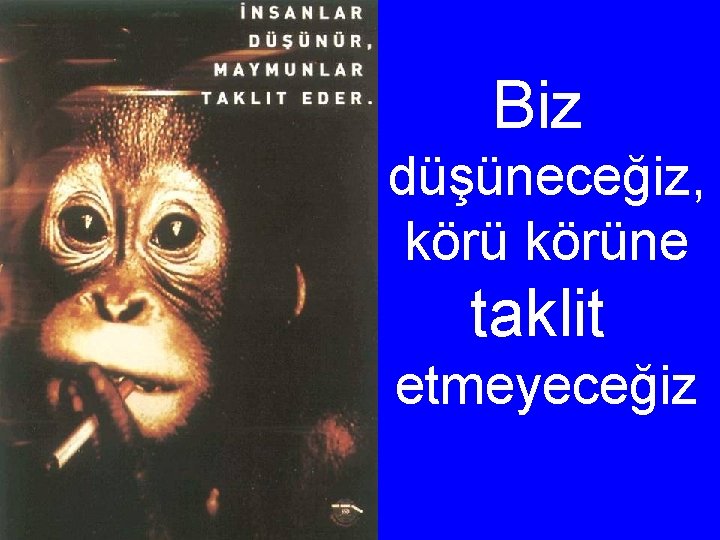 Biz düşüneceğiz, körüne taklit etmeyeceğiz 