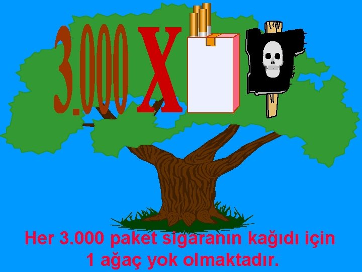 . Her 3. 000 paket sigaranın kağıdı için 1 ağaç yok olmaktadır. 