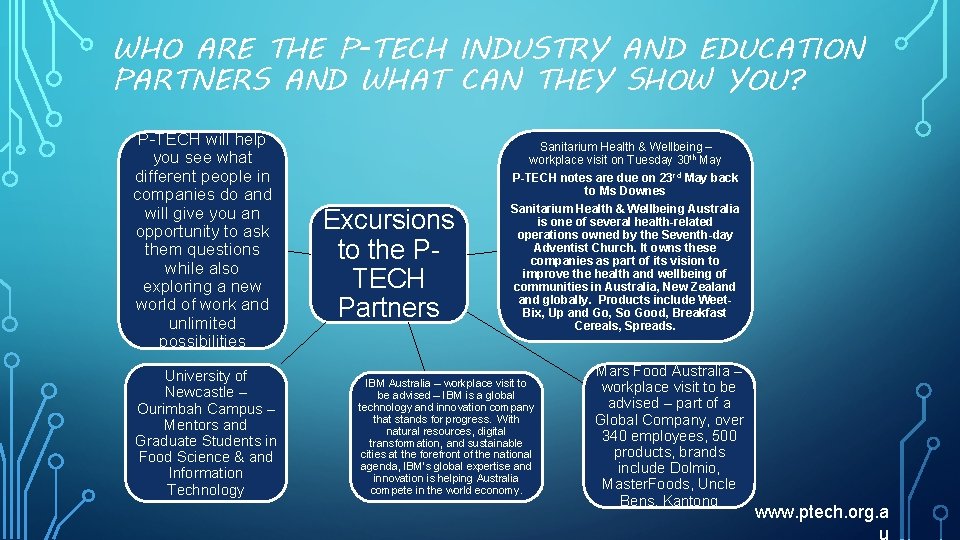 WHO ARE THE P-TECH INDUSTRY AND EDUCATION PARTNERS AND WHAT CAN THEY SHOW YOU?