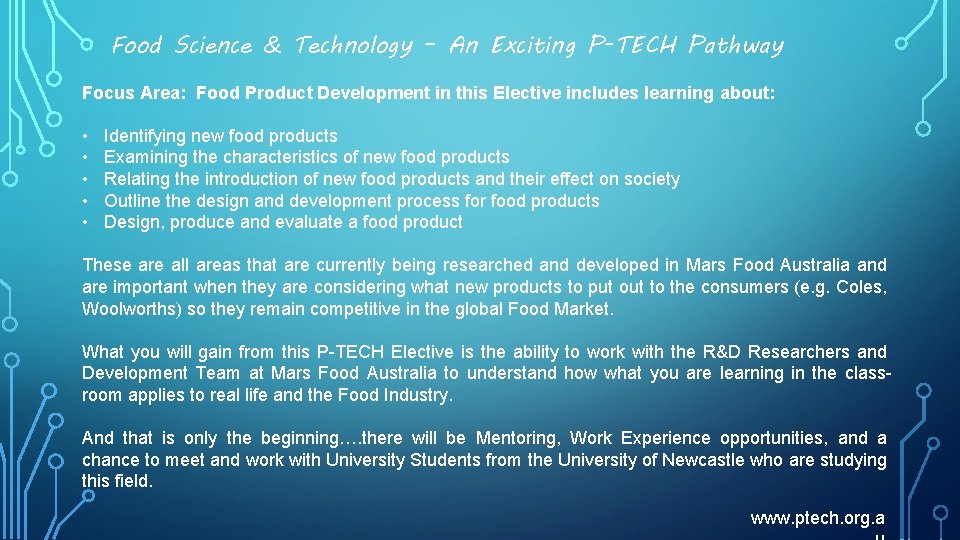 Food Science & Technology – An Exciting P-TECH Pathway Focus Area: Food Product Development