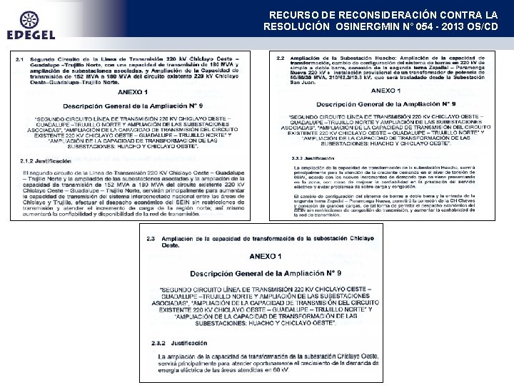 RECURSO DE RECONSIDERACIÓN CONTRA LA RESOLUCIÓN OSINERGMIN N° 054 - 2013 OS/CD 