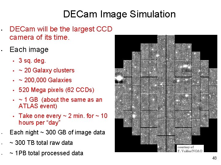 DECam Image Simulation • • DECam will be the largest CCD camera of its