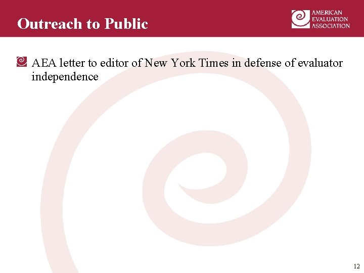 Outreach to Public AEA letter to editor of New York Times in defense of