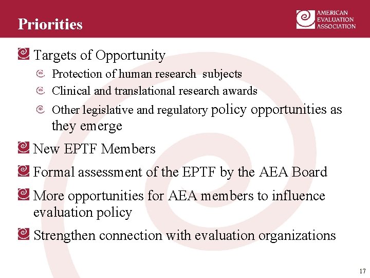 Priorities Targets of Opportunity Protection of human research subjects Clinical and translational research awards