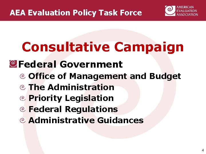 AEA Evaluation Policy Task Force Consultative Campaign Federal Government Office of Management and Budget