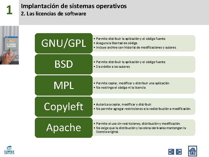 1 Implantación de sistemas operativos 2. Las licencias de software GNU/GPL • Permite distribuir