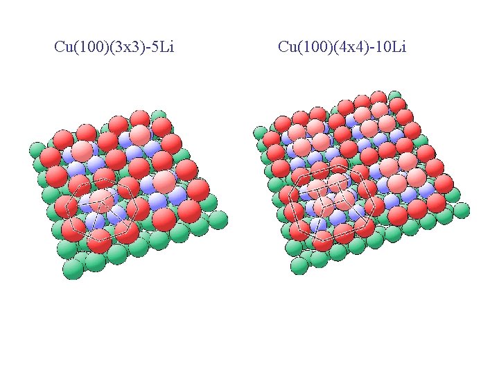 Cu(100)(3 x 3)-5 Li Cu(100)(4 x 4)-10 Li 