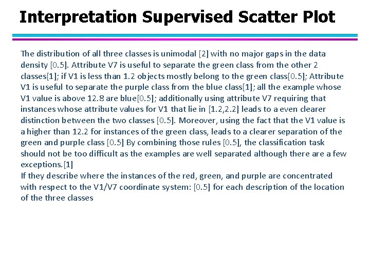 Interpretation Supervised Scatter Plot The distribution of all three classes is unimodal [2] with