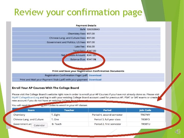 Review your confirmation page Review your confirmation page