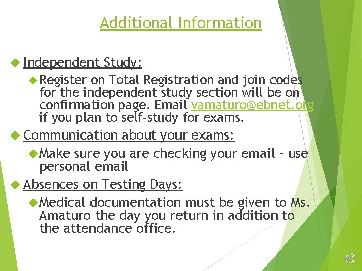 Additional Information Independent Study: Register on Total Registration and join codes for the independent Additional Information Independent Study: Register on Total Registration and join codes for the independent