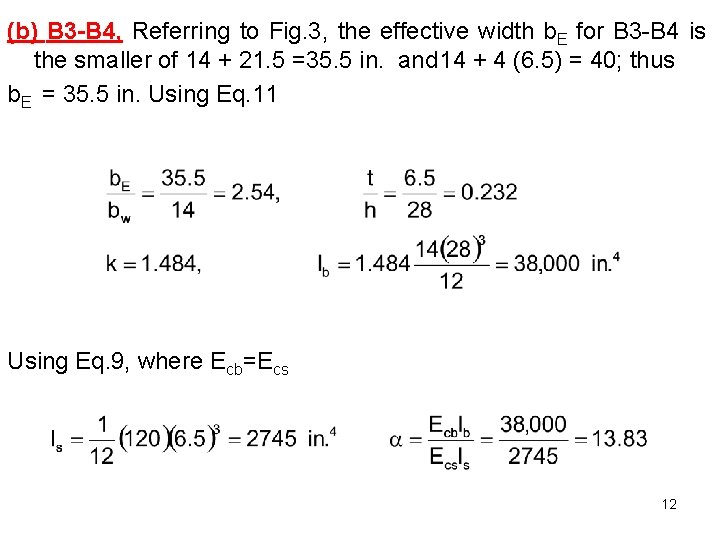 (b) B 3 -B 4, Referring to Fig. 3, the effective width b. E