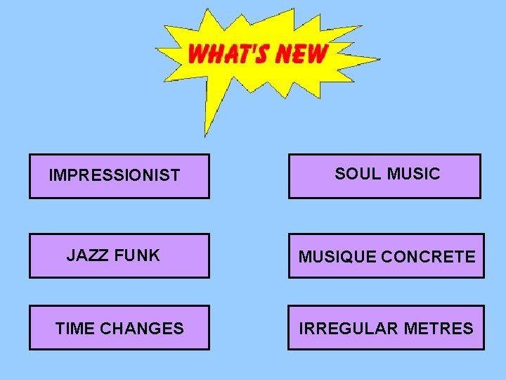 IMPRESSIONIST SOUL MUSIC JAZZ FUNK MUSIQUE CONCRETE TIME CHANGES IRREGULAR METRES 