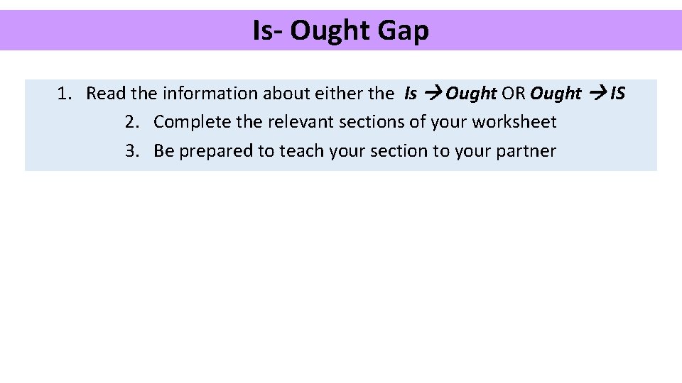 Is- Ought Gap 1. Read the information about either the Is Ought OR Ought