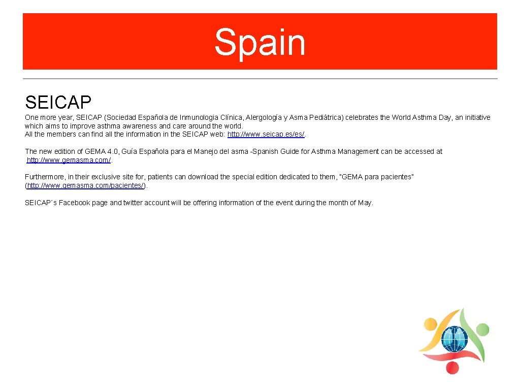 Spain SEICAP One more year, SEICAP (Sociedad Española de Inmunologia Clínica, Alergología y Asma