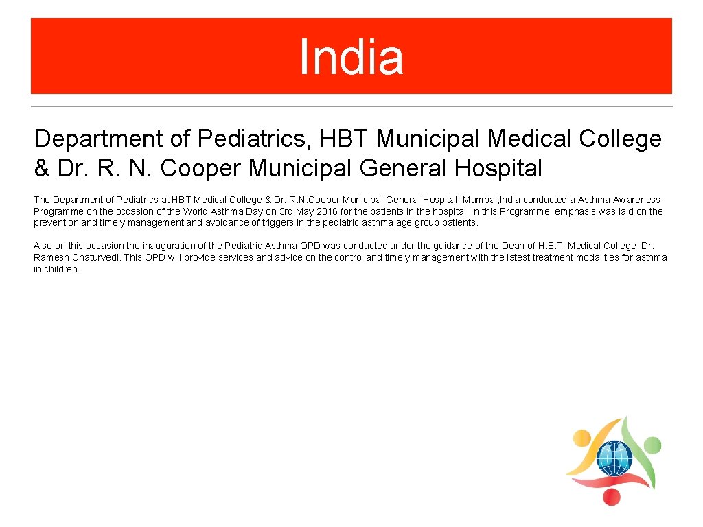 India Department of Pediatrics, HBT Municipal Medical College & Dr. R. N. Cooper Municipal