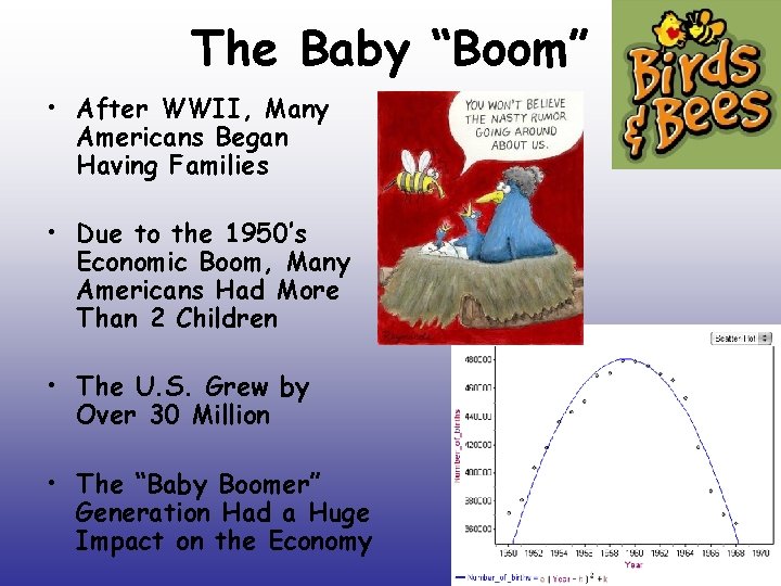 The Baby “Boom” • After WWII, Many Americans Began Having Families • Due to