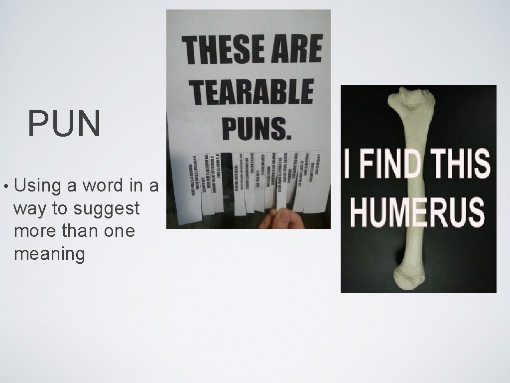 PUN • Using a word in a way to suggest more than one meaning