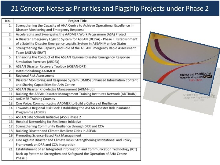 21 Concept Notes as Priorities and Flagship Projects under Phase 2 