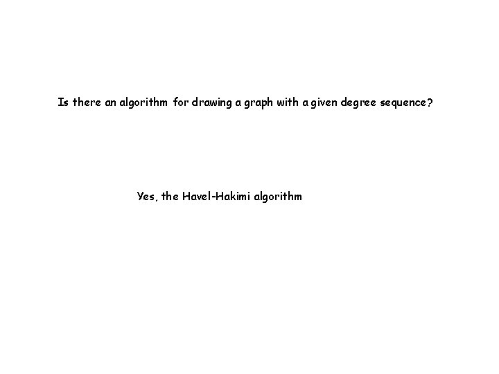 Is there an algorithm for drawing a graph with a given degree sequence? Yes, Is there an algorithm for drawing a graph with a given degree sequence? Yes,