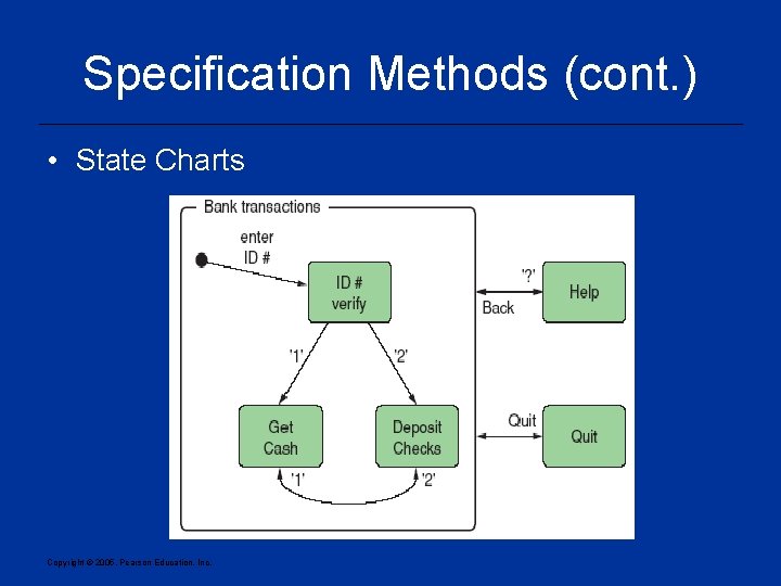 Specification Methods (cont. ) • State Charts Copyright © 2005, Pearson Education, Inc. 