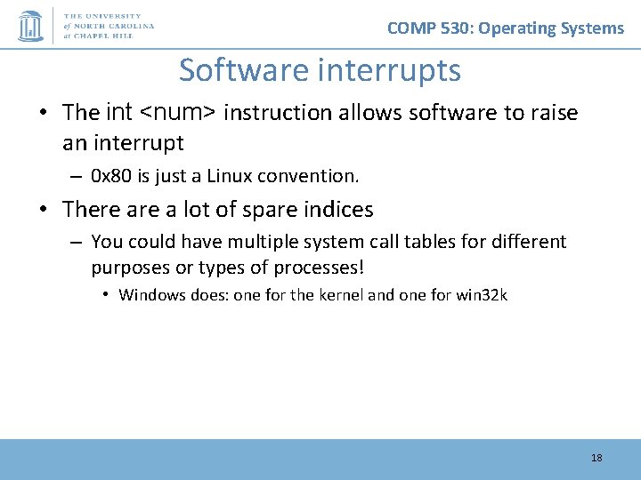 software interrupt 0x80
