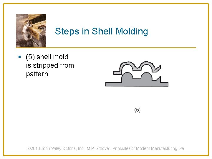 Steps in Shell Molding § (5) shell mold is stripped from pattern © 2013