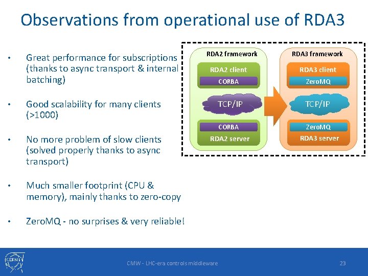 Observations from operational use of RDA 3 • • Great performance for subscriptions (thanks