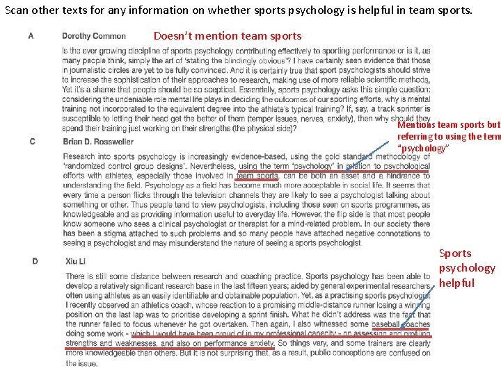 Scan other texts for any information on whether sports psychology is helpful in team