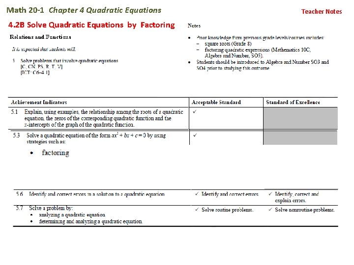 Math 20 -1 Chapter 4 Quadratic Equations 4. 2 B Solve Quadratic Equations by