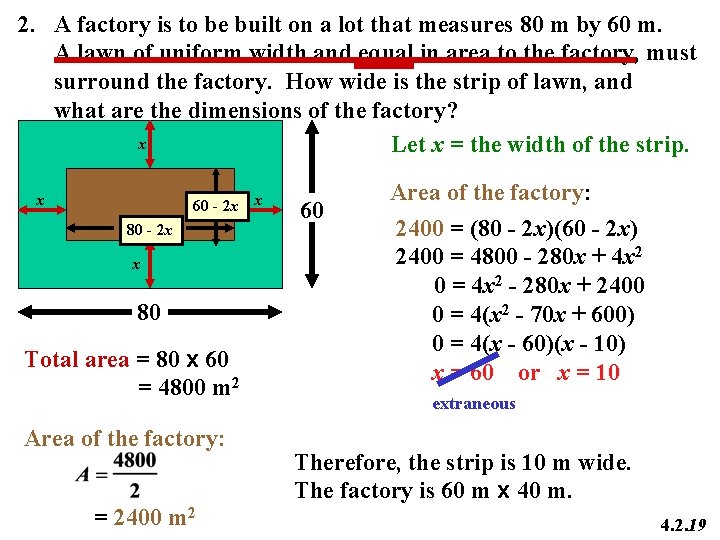 2. A factory is to be built on a lot that measures 80 m