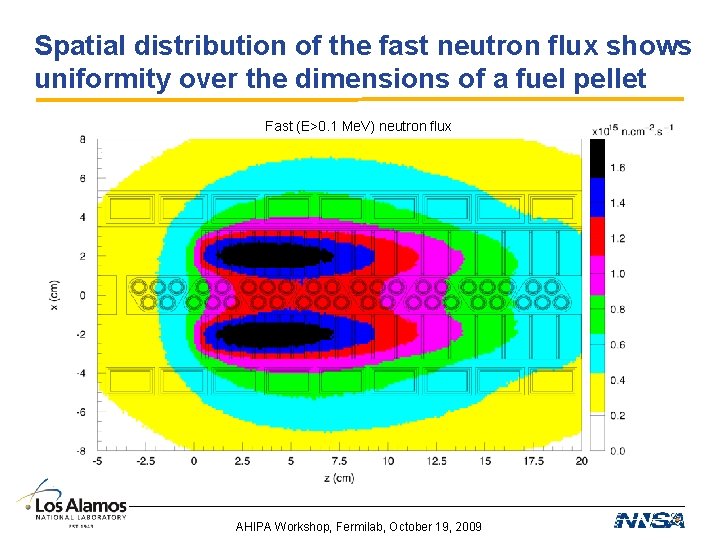 Spatial distribution of the fast neutron flux shows uniformity over the dimensions of a