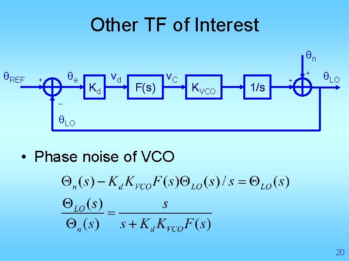 Other TF of Interest qn q. REF qe + Kd vd F(s) v. C