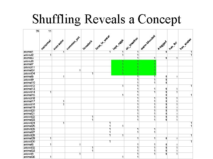 Shuffling Reveals a Concept 