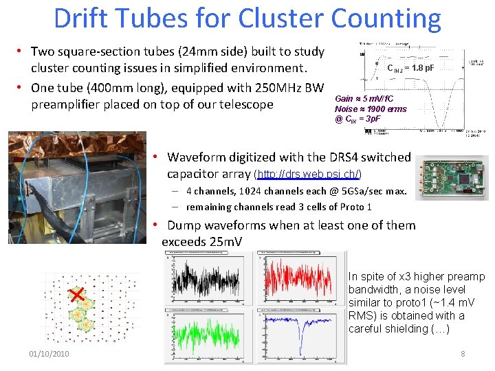 Drift Tubes for Cluster Counting • Two square-section tubes (24 mm side) built to