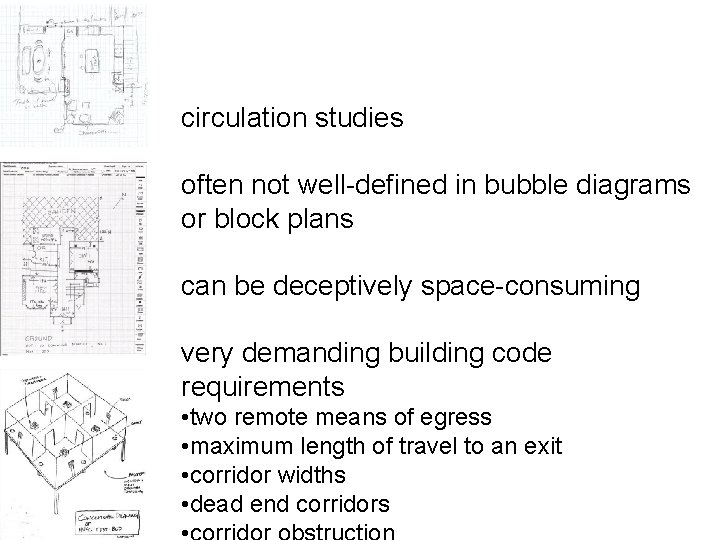 circulation studies often not well-defined in bubble diagrams or block plans can be deceptively