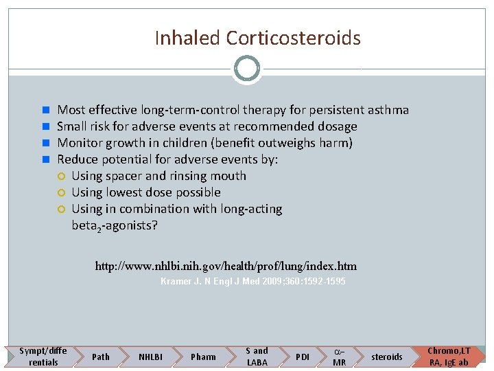 Inhaled Corticosteroids n n Most effective long-term-control therapy for persistent asthma Small risk for