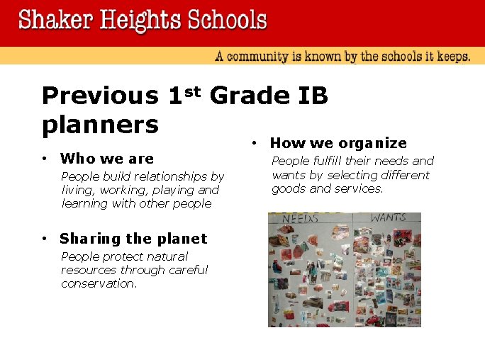 Previous 1 st Grade IB planners • Who we are People build relationships by Previous 1 st Grade IB planners • Who we are People build relationships by