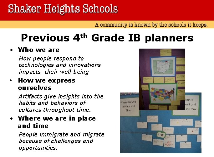 Previous 4 th Grade IB planners • Who we are How people respond to Previous 4 th Grade IB planners • Who we are How people respond to