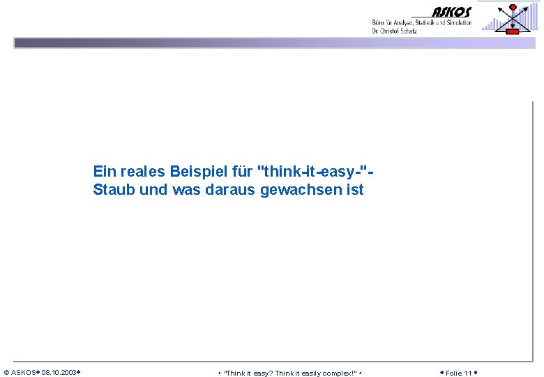 Ein reales Beispiel für "think-it-easy-"Staub und was daraus gewachsen ist © ASKOS 08. 10.