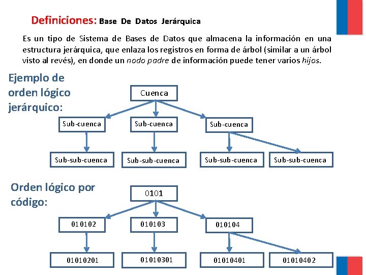 Definiciones: Base De Datos Jerárquica Es un tipo de Sistema de Bases de Datos